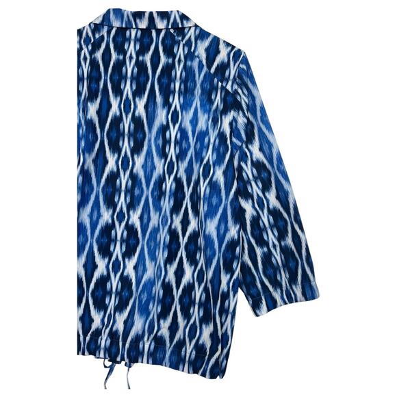 Chicos Zenergy Jacket Womens 3 XL 16 Blue Ikat Zip Up Lightweight Casual Boho - Picture 10 of 13